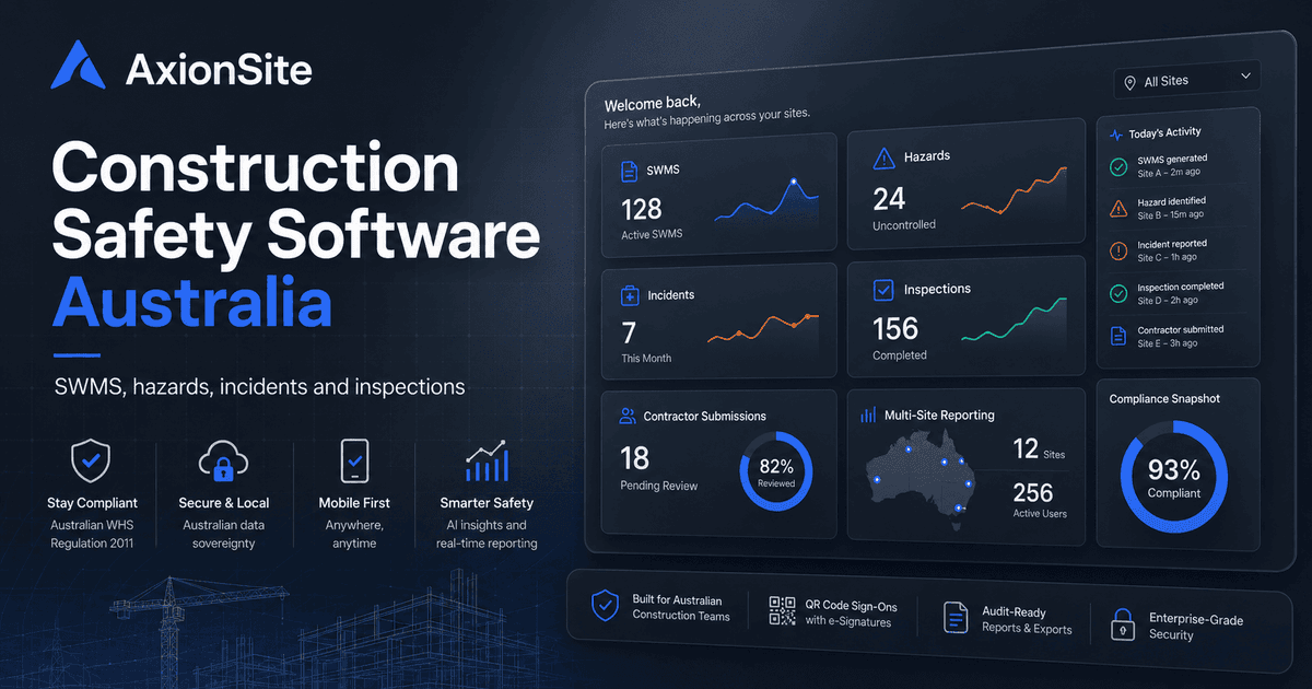 Construction safety software covering SWMS, inspections and hazard management for Australia