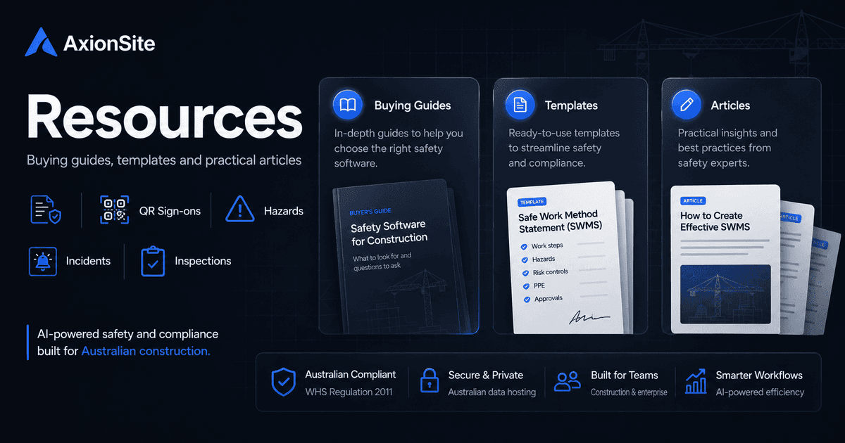 AxionSite resources overview β construction safety and SWMS workflows
