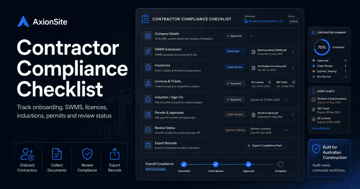 Contractor compliance checklist for construction